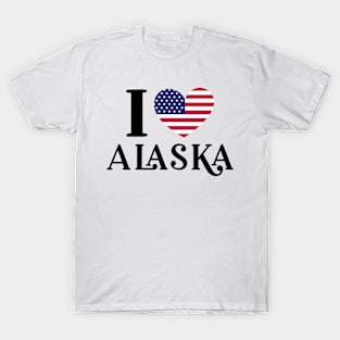 I Love Alaska State United States Heart Flag T-Shirt